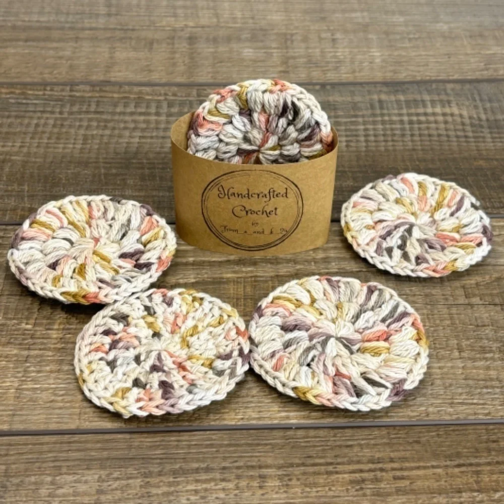 Handcrafted Crochet Face Round‎ Makeup Remover Scrubbies Set Cotton Yarn